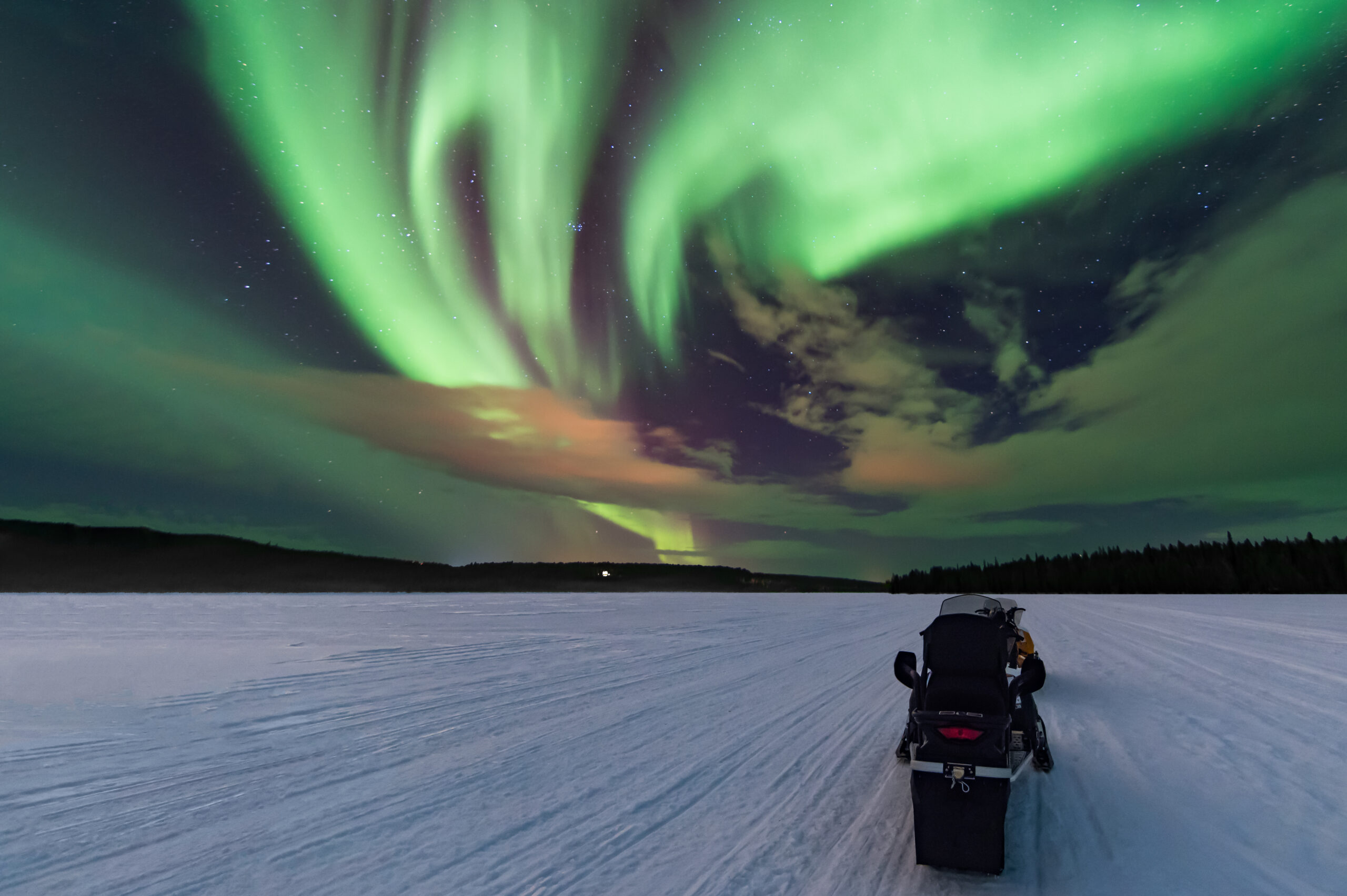 Northern Lights Hunt by Snowmobile